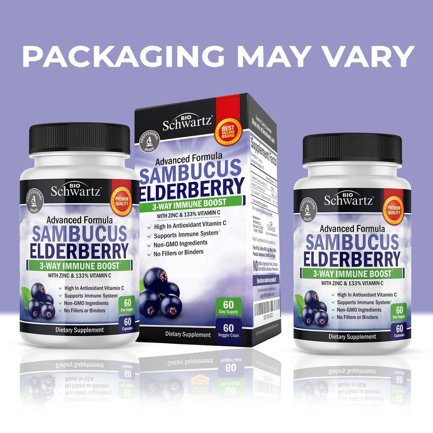 Elderberry Capsules with Zinc and Vitamin C for Adults - Immune Support Vitamins for Women and Men - Black Sambucus Elderberry Vitamin C and Zinc - Maple Wellness Supplements