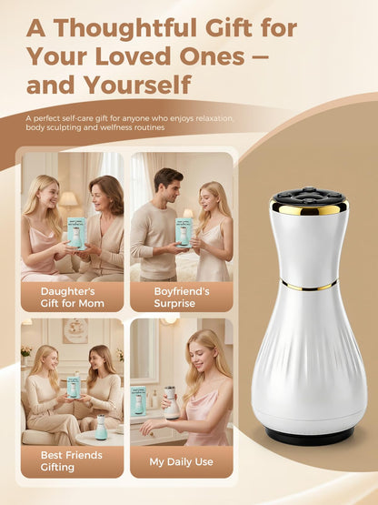 Electric Cupping Massager for Body with Suction, Microcurrent, Red Light & Heat, Lymphatic Drainage Massager, 12 Intensity Body Sculpting Machine, Cellulite Massage Tool for Arms Legs Waist Back-White - Maple Wellness Supplements