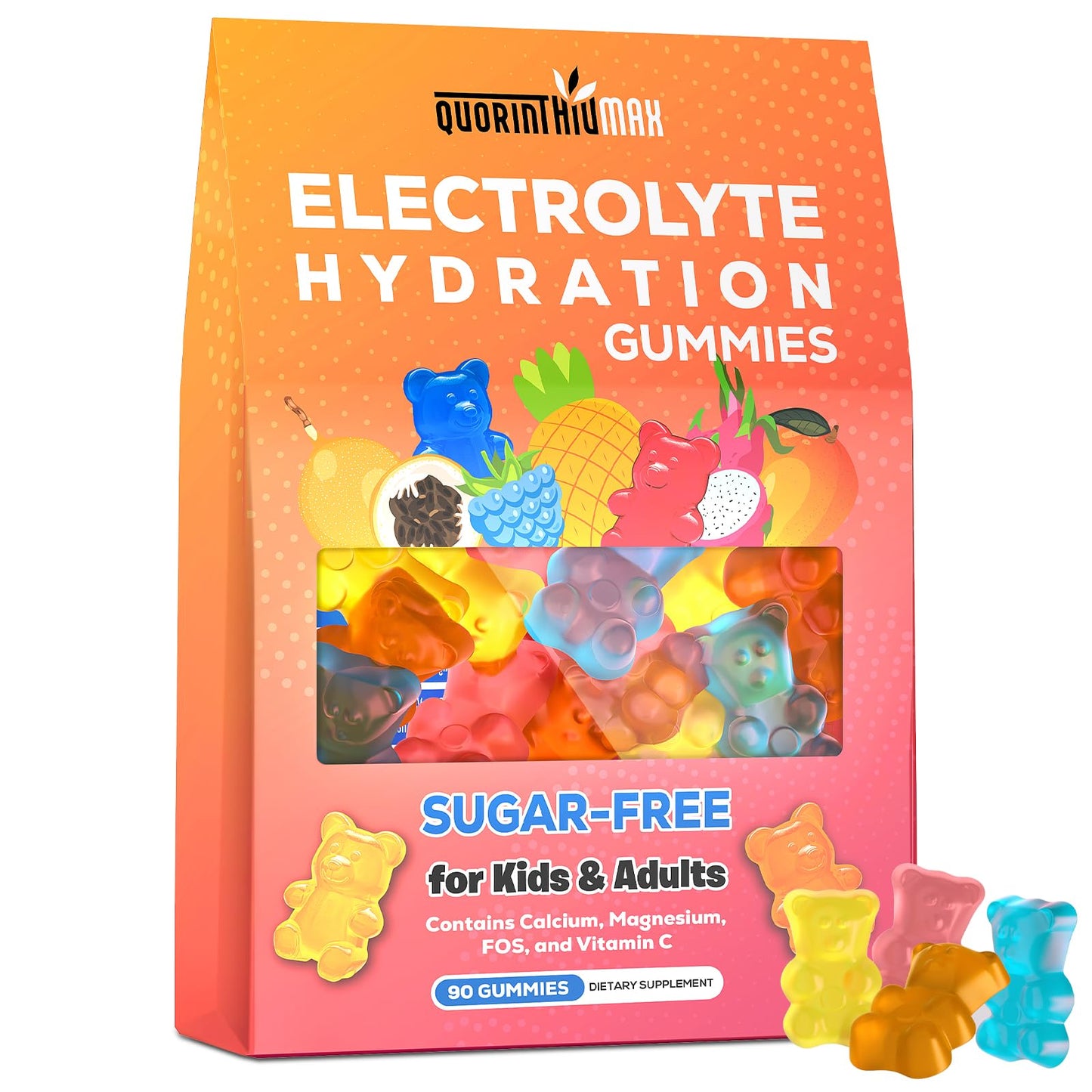 Electrolyte Gummies Sugar Free | Electrolyte Hydration Energy Gummies for Running & Sports - Energy Chews with Calcium & Vitamin C for Kids & Adults, - Maple Wellness Supplements