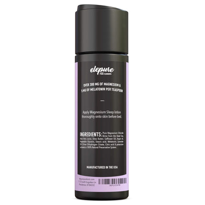 Elepure Pure Elements Magnesium Sleep Lotion with Lavender and Melatonin - Topical Application Night Cream- High Potency - Organic Materials - Large Size - Great Value - 8 fl. oz - Maple Wellness Supplements