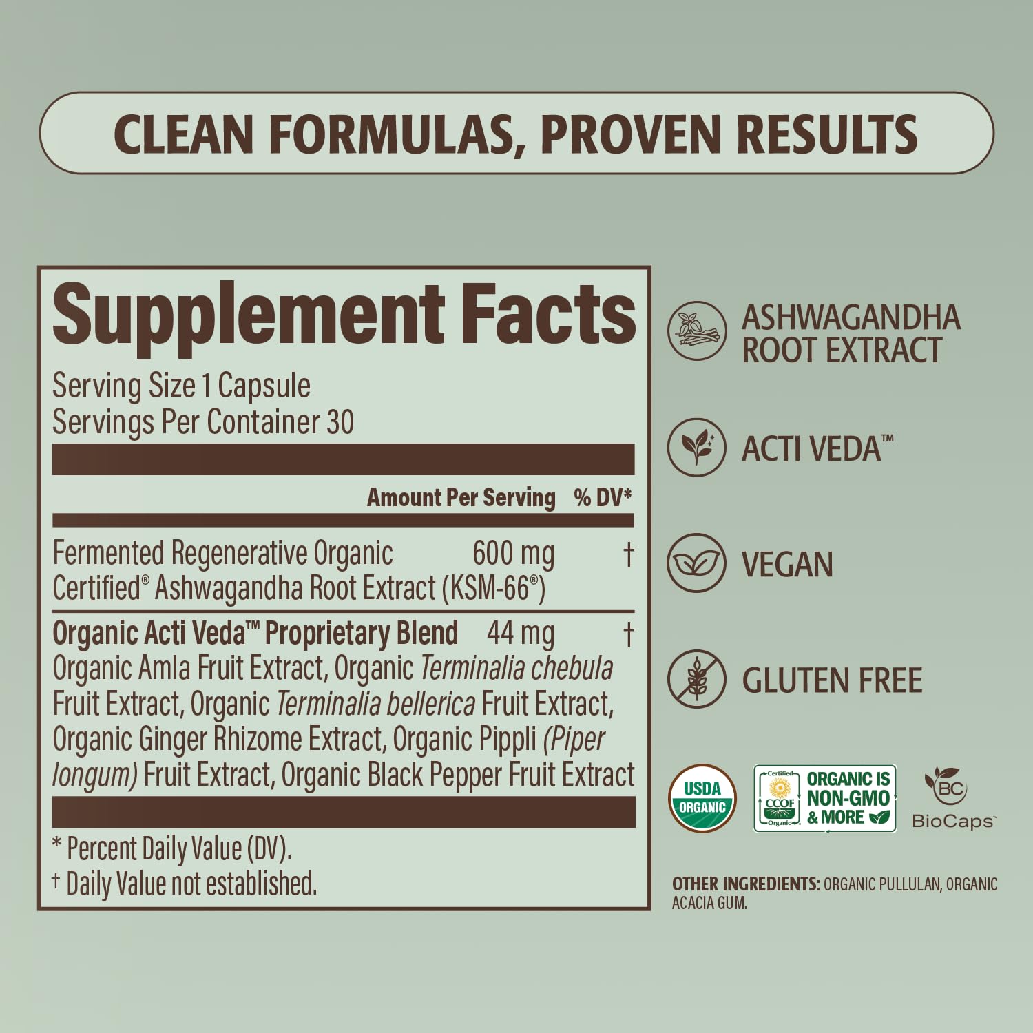 ELEVATE ORGANIC Regenerative Fermented KSM-66 Ashwagandha Vegan Capsules with Acti Veda™ (600mg, 30 Servings), Up to 150% More Effective Than KSM-66 Alone - Maple Wellness Supplements