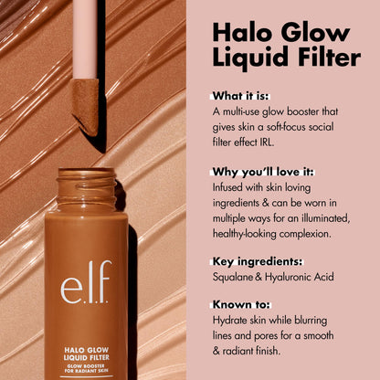 e.l.f. Halo Glow Liquid Filter, Complexion Booster For A Glowing, Soft-Focus Look, Infused With Hyaluronic Acid, Vegan & Cruelty-Free, 3 Light/Medium - Maple Wellness Supplements