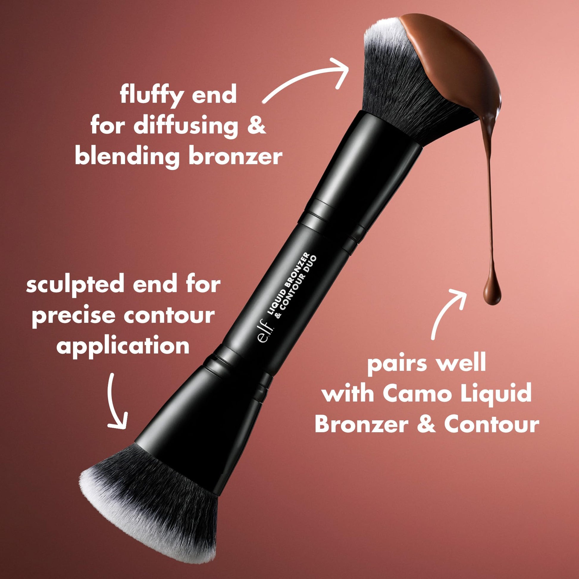 e.l.f. Liquid Bronzer & Contour Duo Brush, Silky Highly Pigmented Formula with Dual-ended Makeup Brush, Synthetic Bristles, 100% Vegan and Cruelty-Free - Maple Wellness Supplements