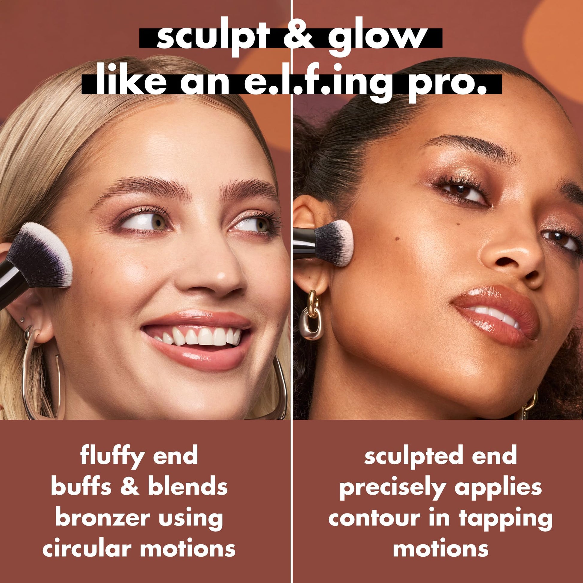 e.l.f. Liquid Bronzer & Contour Duo Brush, Silky Highly Pigmented Formula with Dual-ended Makeup Brush, Synthetic Bristles, 100% Vegan and Cruelty-Free - Maple Wellness Supplements