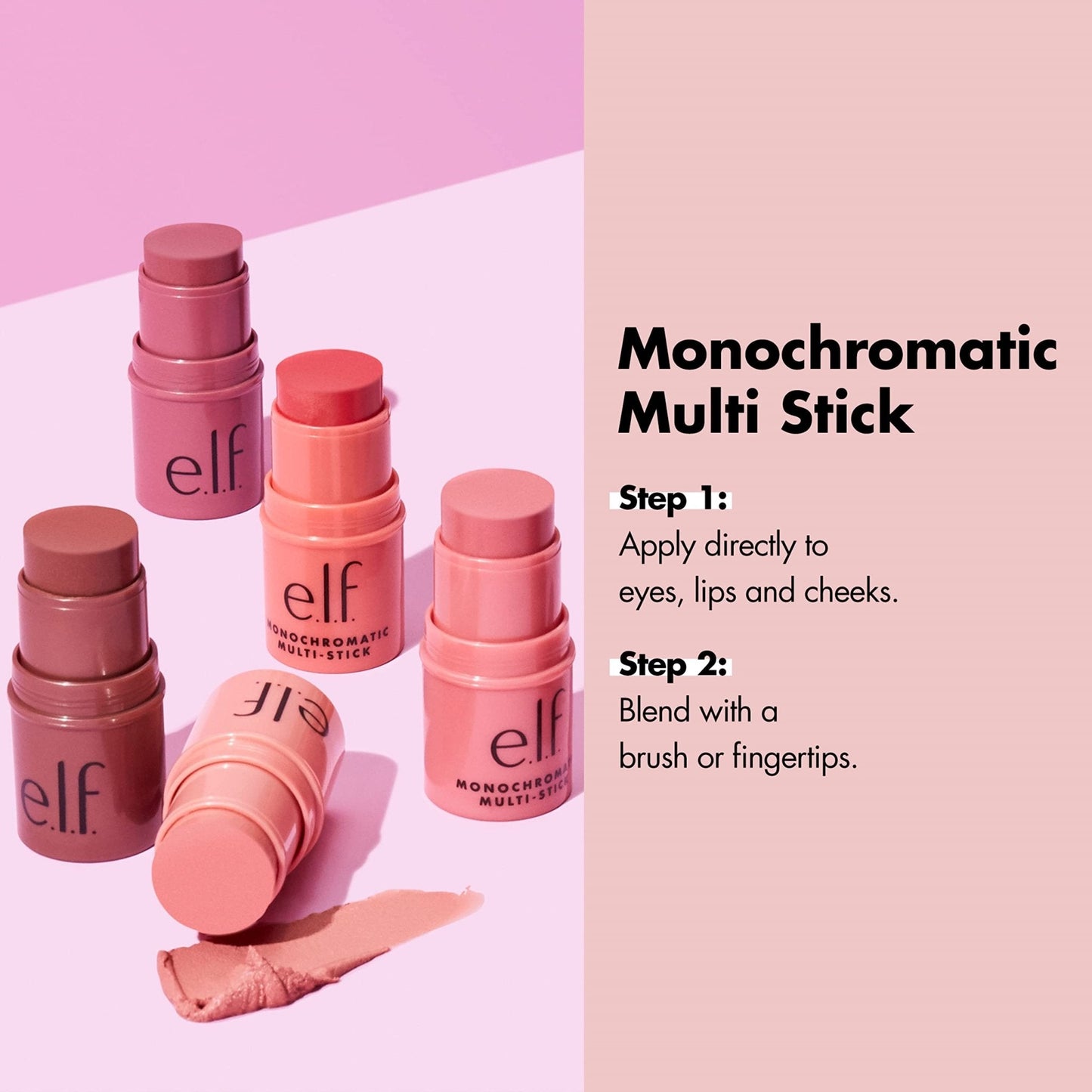 e.l.f., Monochromatic Multi Stick, Creamy, Lightweight, Versatile, Luxurious, Adds Shimmer, Easy To Use On The Go, Blends Effortlessly, Sparkling Rose, 0.17 Oz - Maple Wellness Supplements