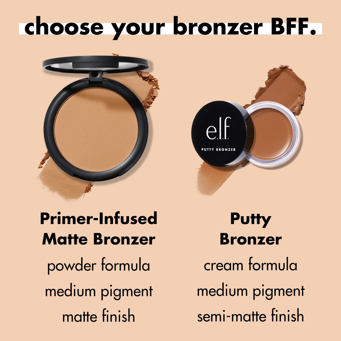 e.l.f. Primer-infused Bronzer, Long-Wear, Matte, Bold, Lightweight, Blends Easily, Contours Cheeks, Forever Sun Kissed, All-Day Wear, 0.35 Oz - Maple Wellness Supplements