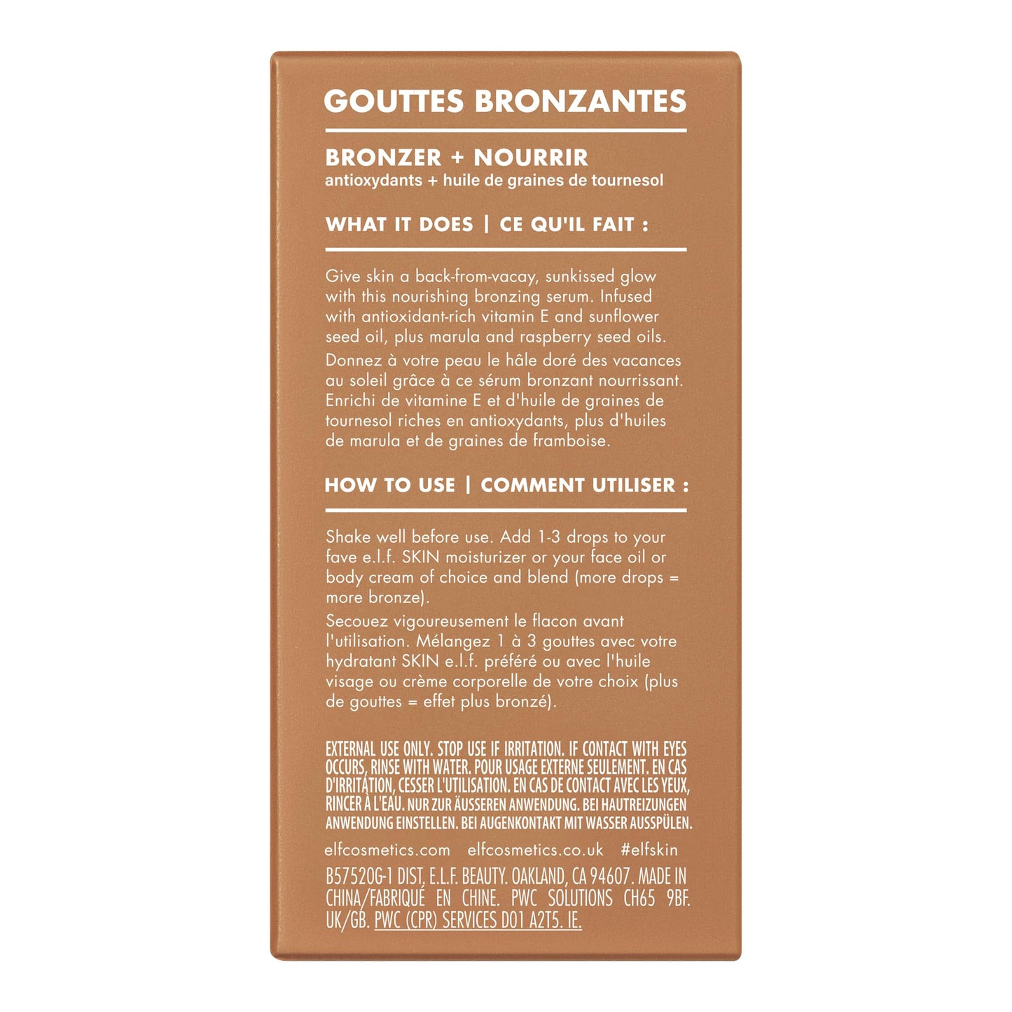 e.l.f. SKIN Bronzing Drops, Liquid Bronzer For Face & Skin, Creates A Sun-Kissed Glow, Infused With Vitamin E, Vegan & Cruelty-Free, Pure Gold - Maple Wellness Supplements