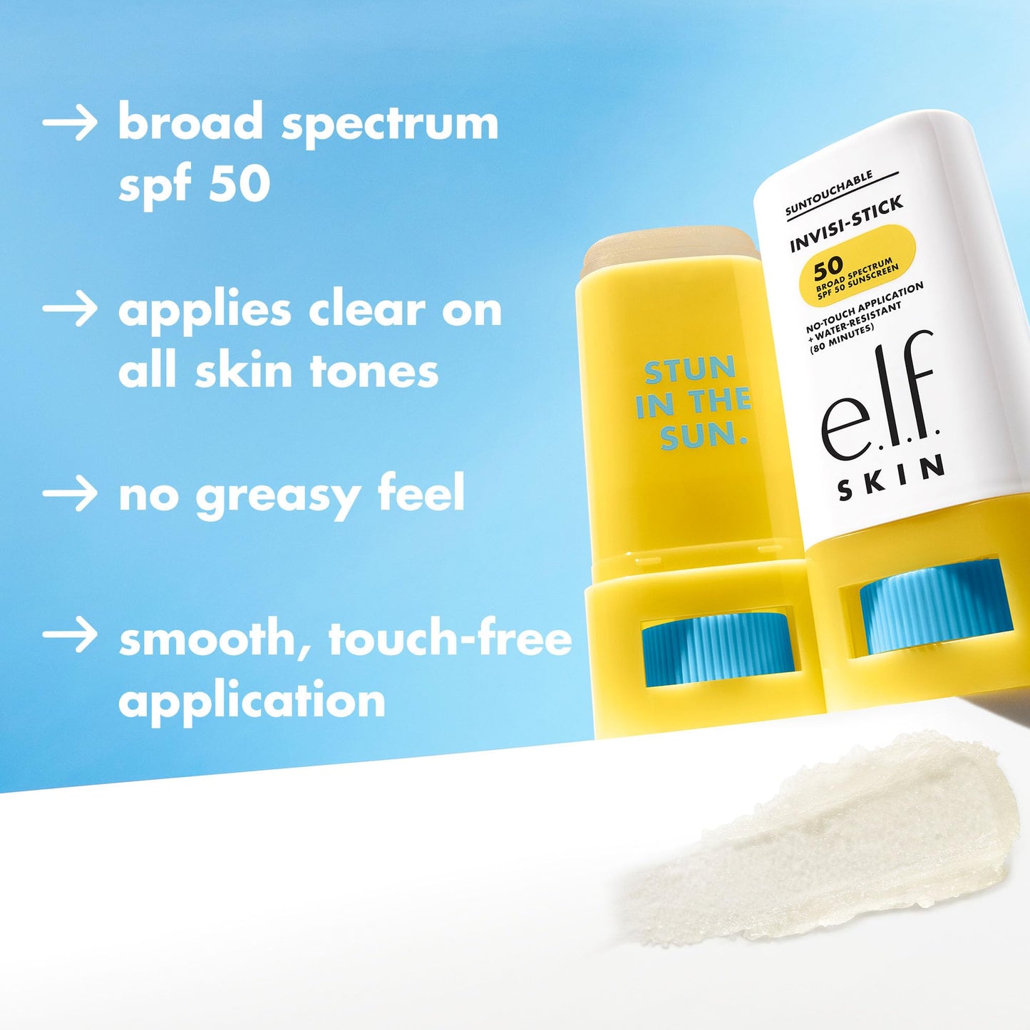 e.l.f. SKIN Suntouchable Invisi-Stick SPF 50, Clear Sunscreen For A Natural Finish, Made With Moisturizing Sunflower Seed Oil, Vegan & Cruelty-Free - Maple Wellness Supplements