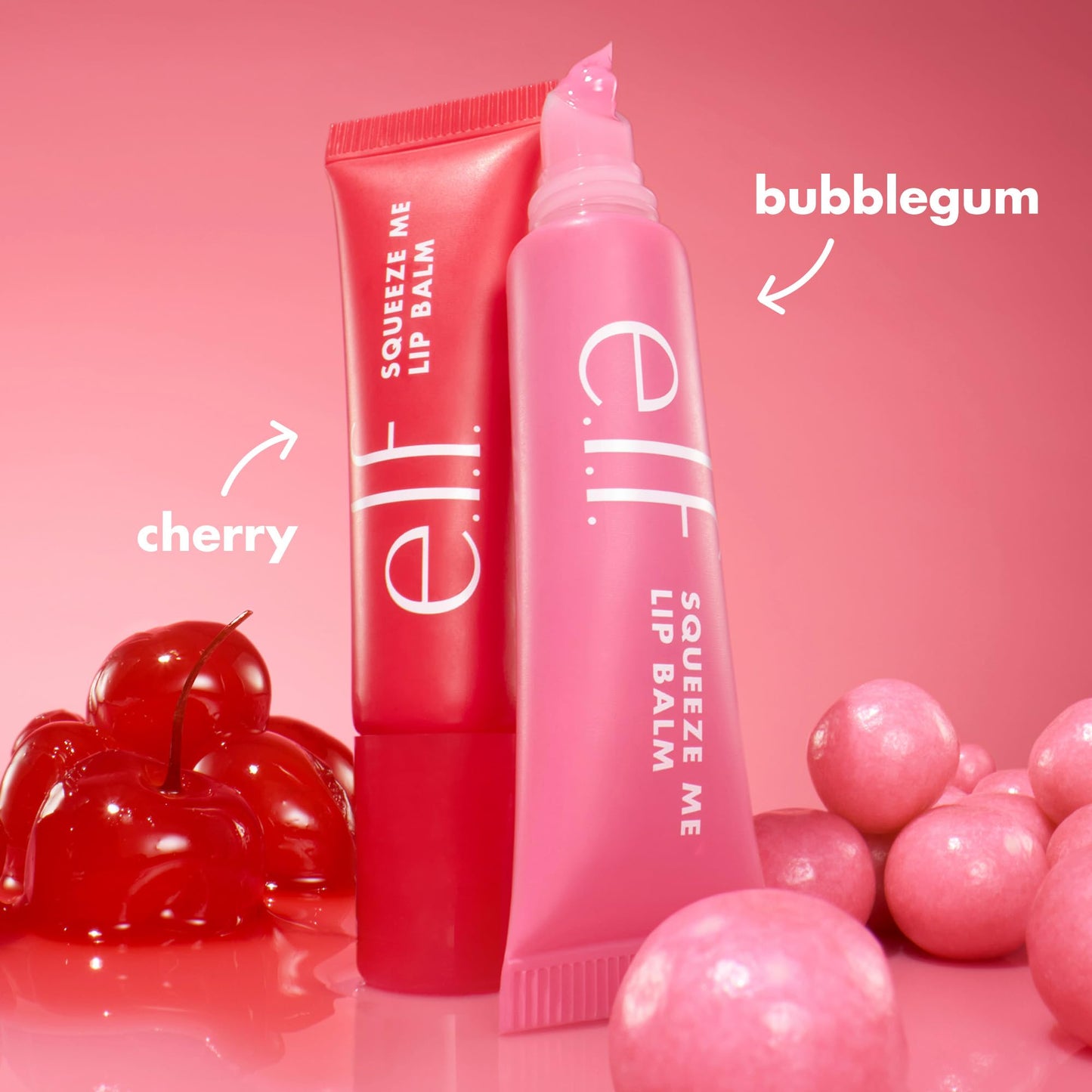 e.l.f. Squeeze Me More Lip Balm Duo, Moisturizing Balm For A Sheer Tint Of Color, Made With Hyaluronic Acid, Vegan & Cruelty-Free, Cherry & Bubblegum - Maple Wellness Supplements
