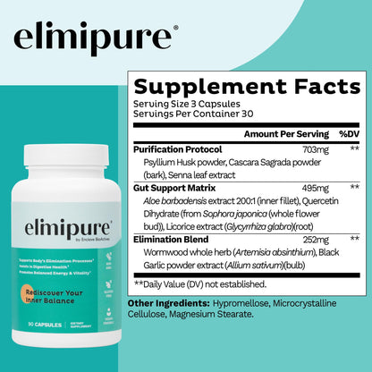 Elimipure Gut Cleanse & Restore Supplement: Natural & Effective Detox Cleanse Capsules | Fortify Your Microbiome | Effortless Morning Stools - Maple Wellness Supplements