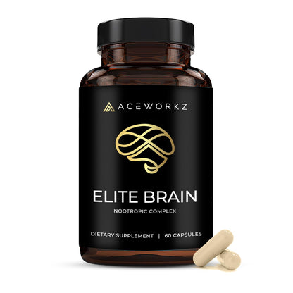 Elite Brain - Nootropic Supplement for Focus, Memory & Mental Clarity – Caffeine-Free Natural Energy with Lion’s Mane, L-Theanine & Vitamin B Complex (60 Capsules) - Maple Wellness Supplements