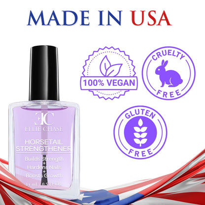 Ellie Chase Horsetail Nail Strengthener, Growth, Hardener, Repair Treatment Polish 0.5 OZ/Help Splits, Breaks, Thin, Weak - Maple Wellness Supplements