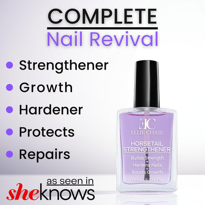 Ellie Chase Horsetail Nail Strengthener, Growth, Hardener, Repair Treatment Polish 0.5 OZ/Help Splits, Breaks, Thin, Weak - Maple Wellness Supplements