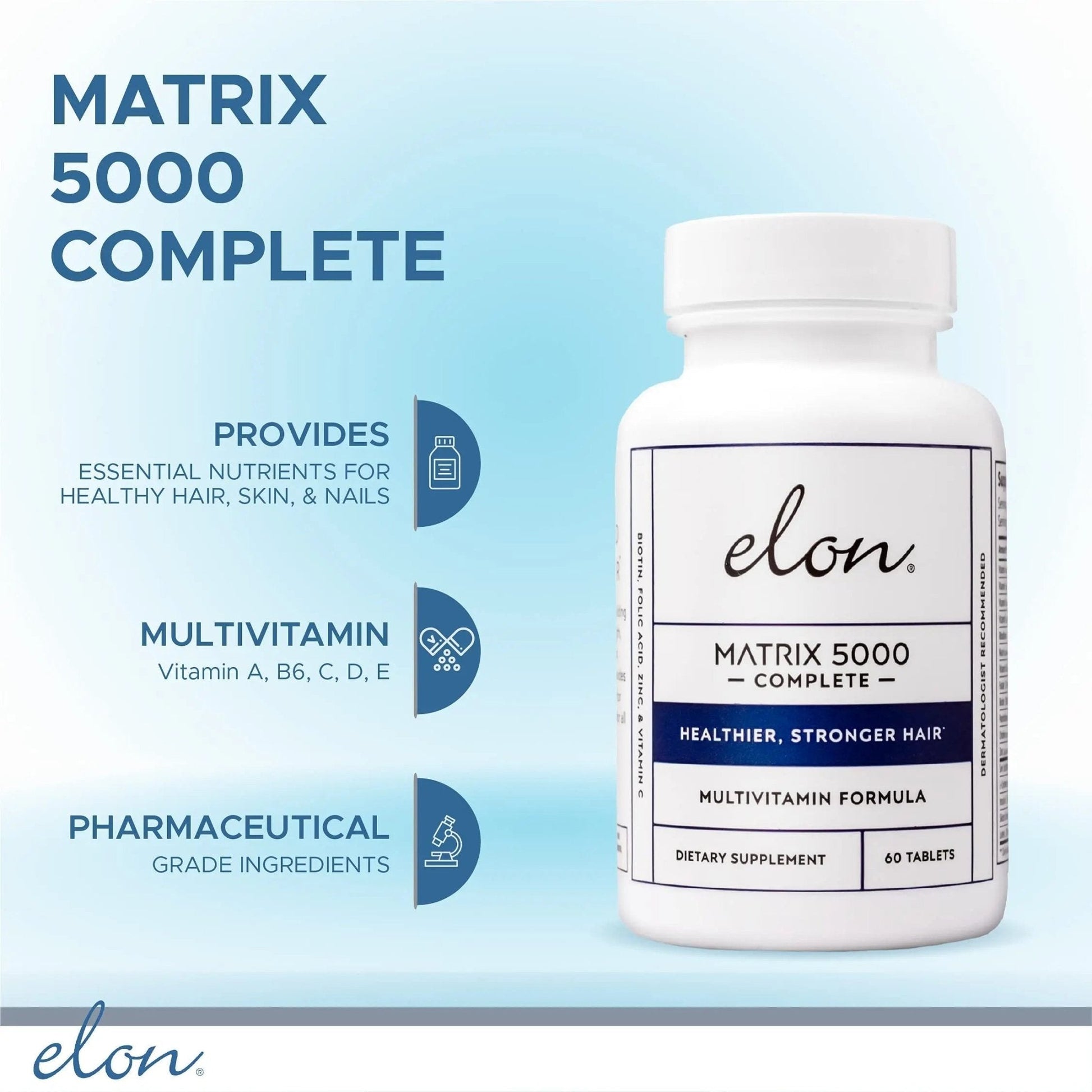 Elon Matrix 5000 Complete Multivitamin — Skin, Hair and Nail Growth Vitamins — Healthy Hair Growth Vitamins for Women & Men - Maple Wellness Supplements