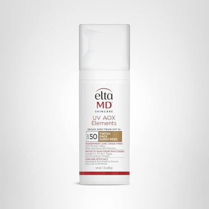 EltaMD UV AOX Elements Tinted Mineral Face Sunscreen Lotion, Tinted Moisturizer for Face SPF 50 with Antioxidants, For Dry Sensitive Skin 1.7 oz Pump - Maple Wellness Supplements