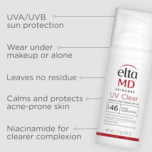 EltaMD UV Clear Face Sunscreen SPF 46, Oil Free for Face with Zinc Oxide, Dermatologist Recommended Sunscreen Lotion - Maple Wellness Supplements