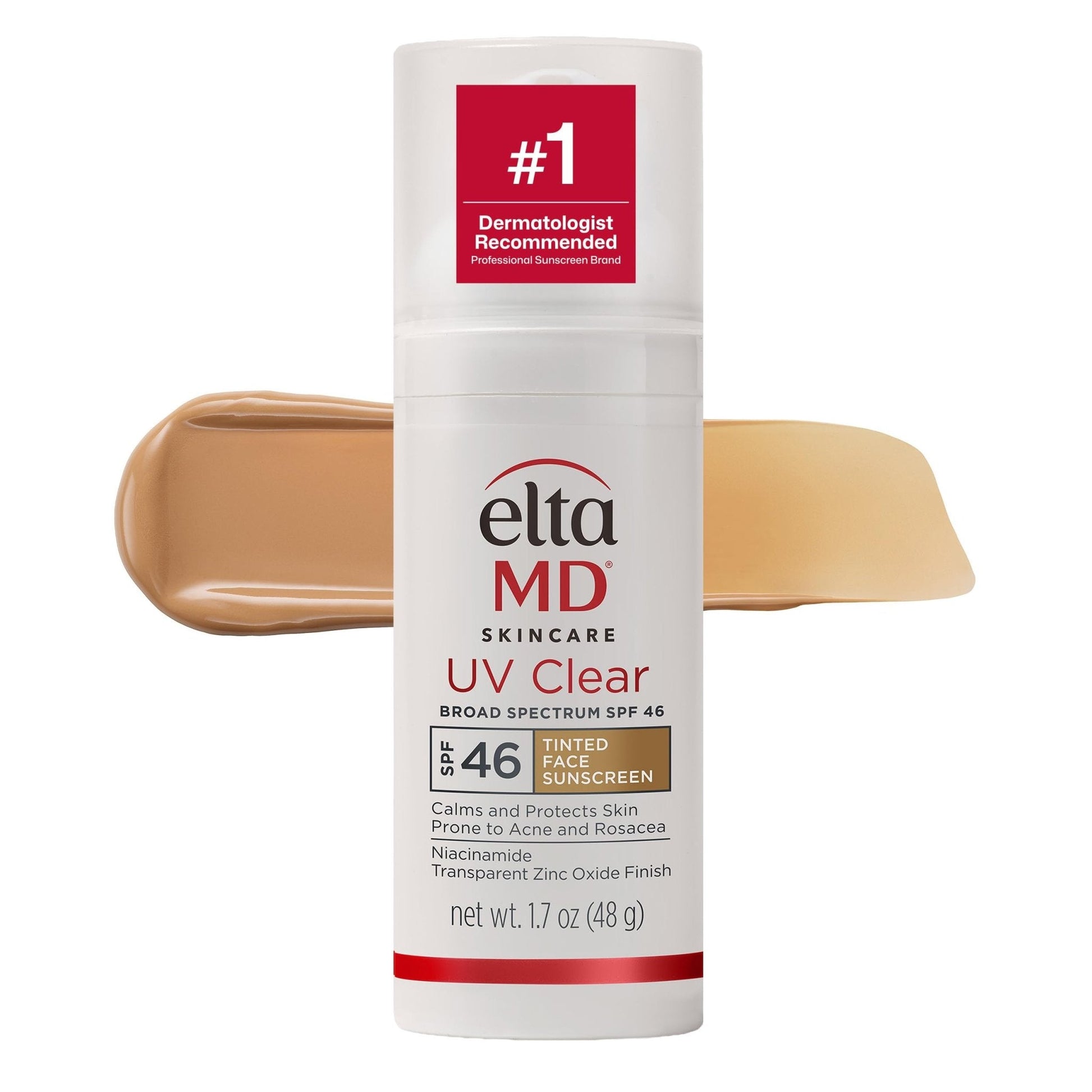 EltaMD UV Clear Tinted Sunscreen for Face, SPF 46 with Zinc Oxide, Oil-Free, Dermatologist Recommended, For Acne-Prone Sensitive Skin, 1.7 oz - Maple Wellness Supplements