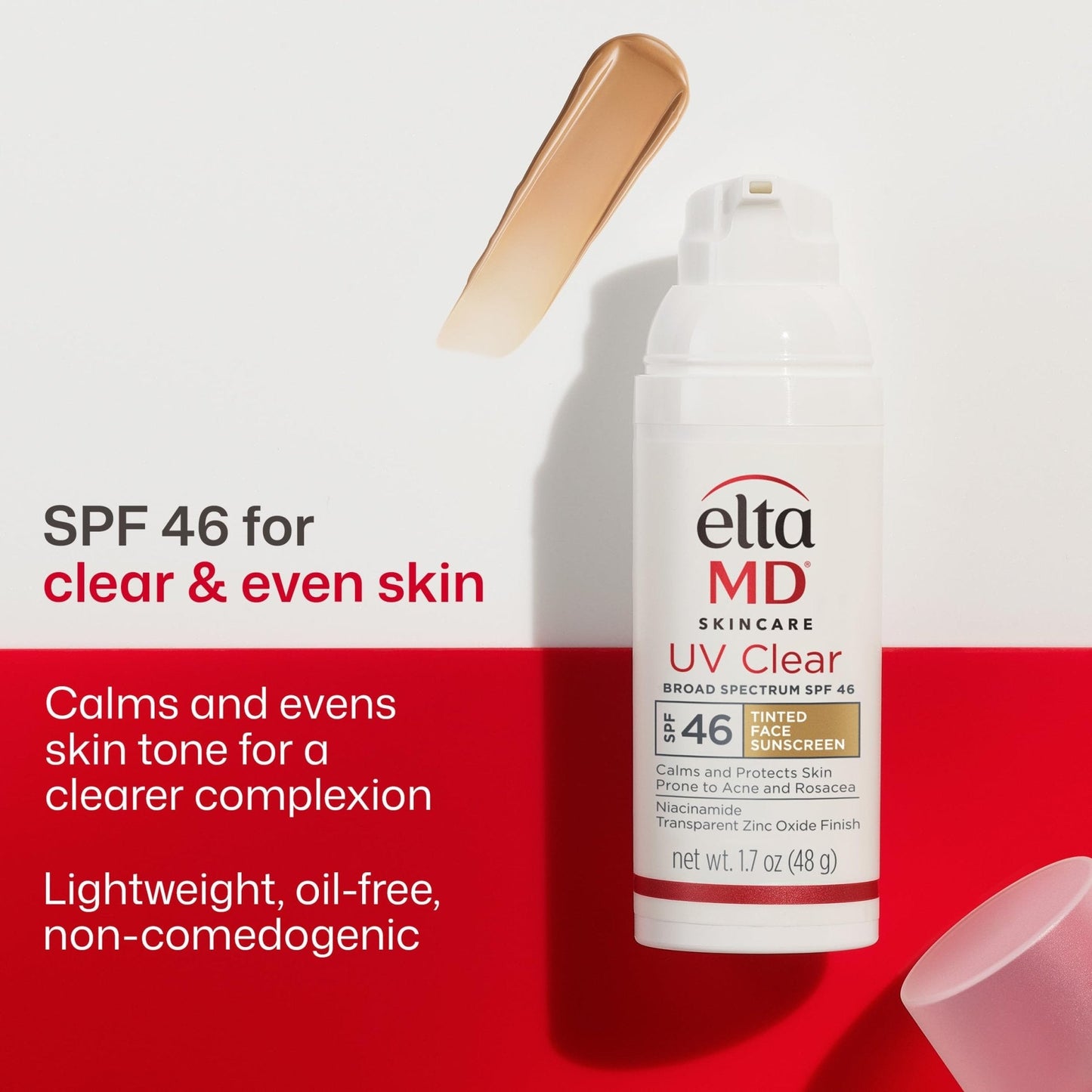EltaMD UV Clear Tinted Sunscreen for Face, SPF 46 with Zinc Oxide, Oil-Free, Dermatologist Recommended, For Acne-Prone Sensitive Skin, 1.7 oz - Maple Wellness Supplements