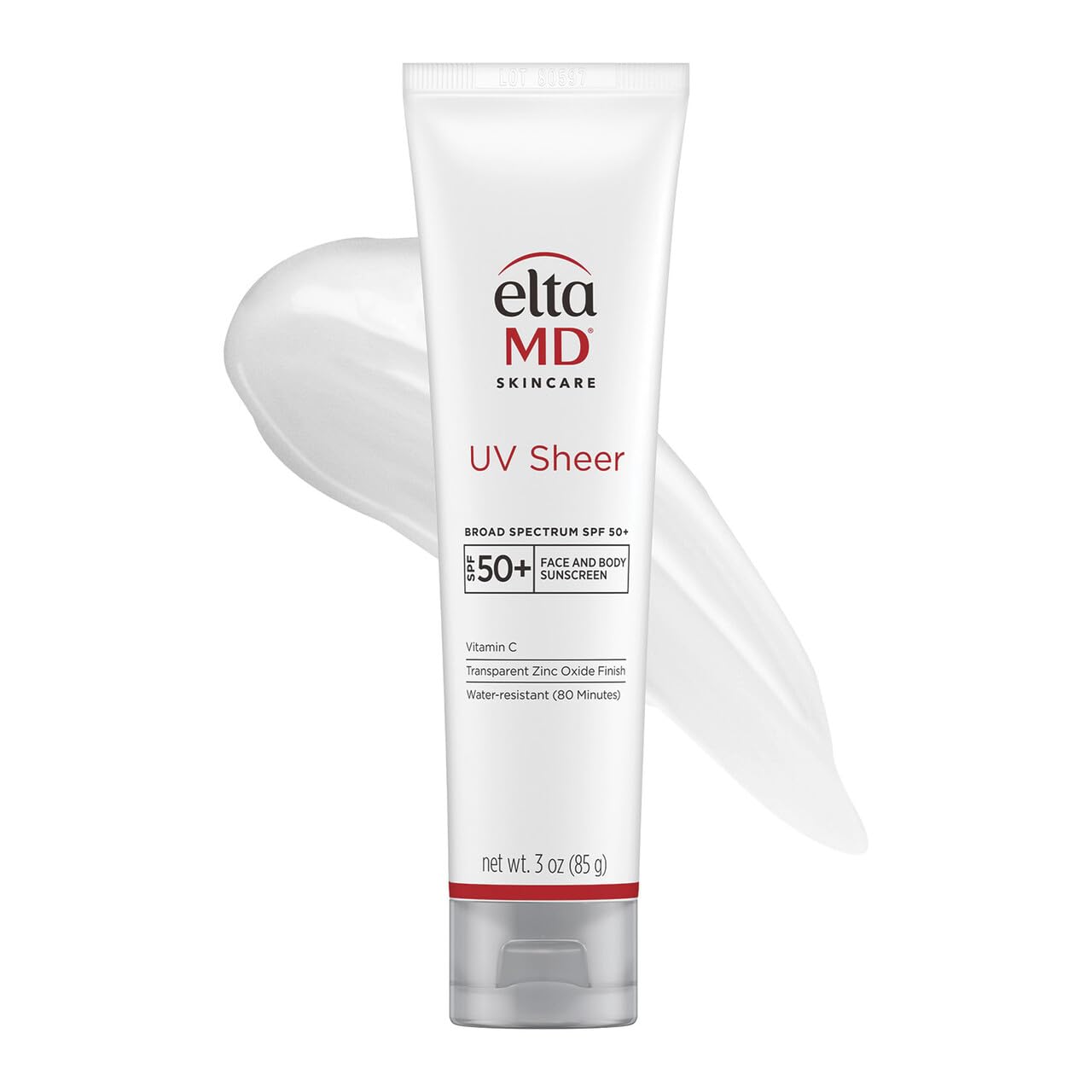 EltaMD UV Sheer Face and Body Sunscreen SPF 50+, Oil Free, No White Cast Sunscreen for Face and Body, Zinc Oxide Formula, 3.0 oz Tube - Maple Wellness Supplements