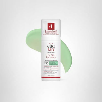 EltaMD UV Skin Recovery Green Tint 100% Mineral Sunscreen, SPF 50, Redness Correcting - Maple Wellness Supplements