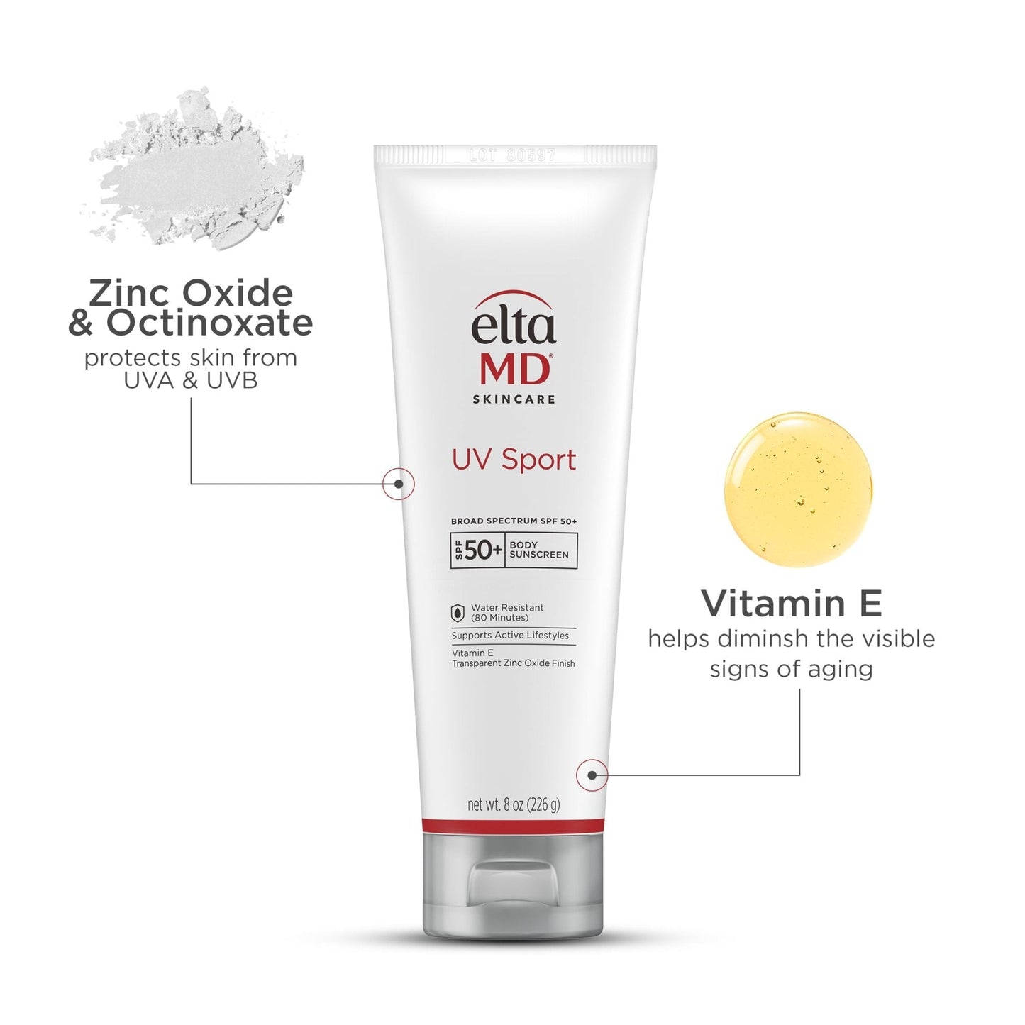 EltaMD UV Sport Sunscreen Lotion SPF 50 - Face and Body Sunscreen SPF 50, Water & Sweat Resistant - Maple Wellness Supplements