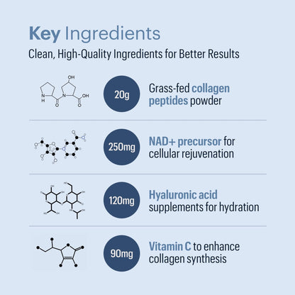 ELYSIUM Cofactor – 4-in-1 Collagen Peptides Powder w/NAD+, Hyaluronic Acid & Vitamin C for Skin, Hair, Nails, Joints & Cellular Health, Collagen Supplements for Men & Women – Unflavored, 28 Servings - Maple Wellness Supplements