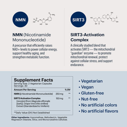 ELYSIUM Signal NMN Supplement - Clinically Proven to Support NAD+ Production, Mitochondrial Function & Metabolic Health - Nicotinamide Mononucleotide and SIRT3 Activation Complex- 30 Day Supply - Maple Wellness Supplements