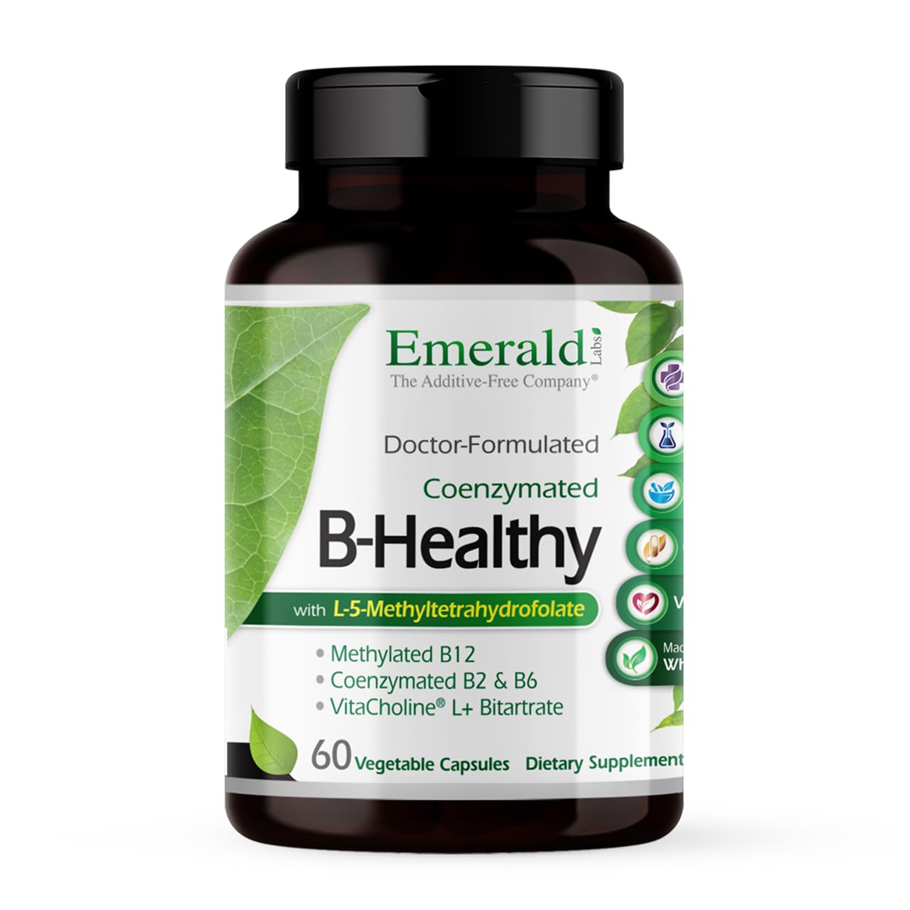 EMERALD LABS B-Healthy - Vegan Vitamin B Complex - Includes Methylated Folic Acid & Full Spectrum B Vitamins - Supports Immune, Brain & Heart Health* - 60 Vegetable Capsules - Maple Wellness Supplements