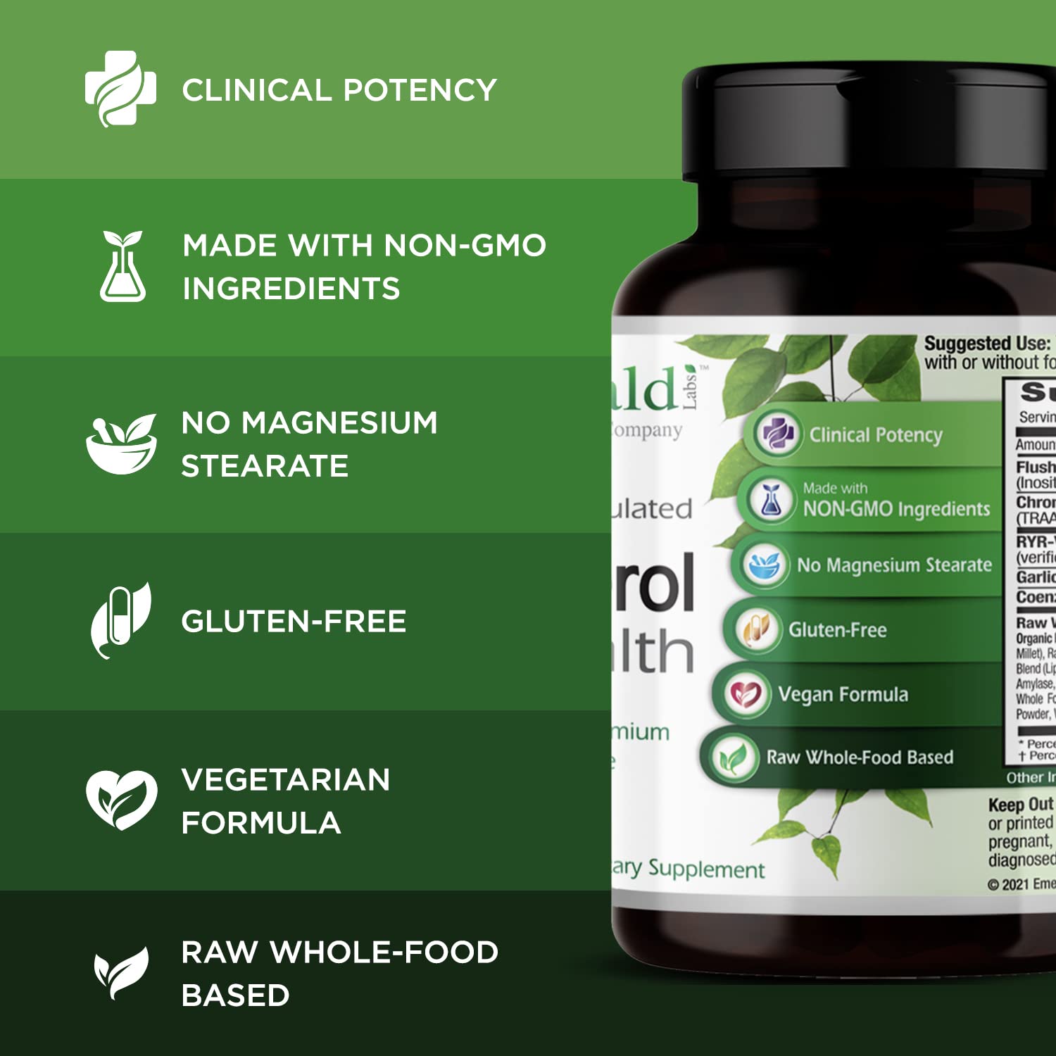 EMERALD LABS Cholesterol Health (90 Caps) & Pomegranate Extract (60 Caps) - Supports Heart Health & Immune Function - Gluten Free & Vegan - Maple Wellness Supplements