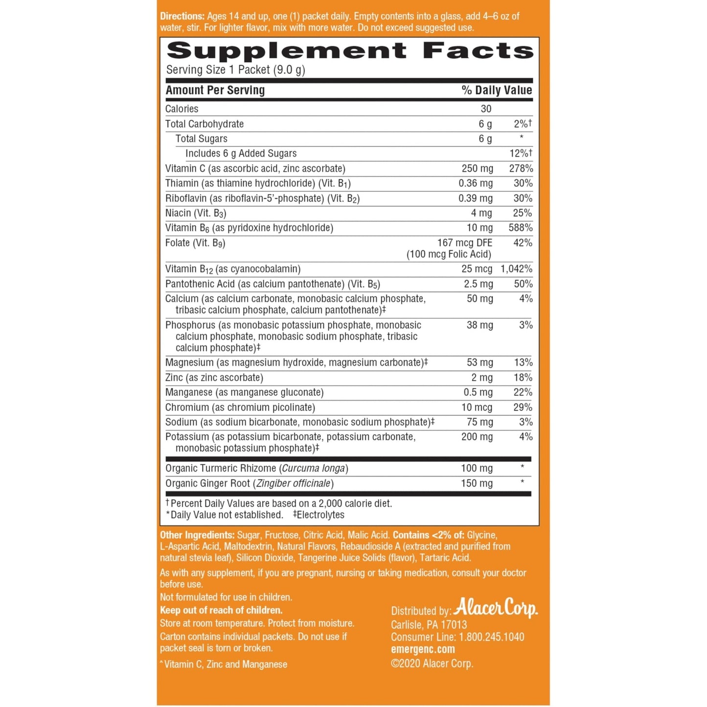 Emergen-C Citrus-Ginger Fizzy Drink Mix, Turmeric and Ginger, Immune Support, Natural Flavors - Maple Wellness Supplements