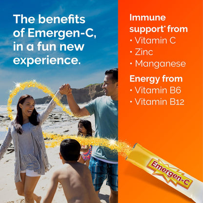Emergen-C Crystals, On-the-Go Emergen-C Immune Support Supplement with Vitamin C, B Vitamins, Zinc and Manganese - Maple Wellness Supplements