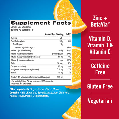 Emergen-C Immune+ Triple Action Immune Support Gummies, BetaVia (R), 1000mg Vitamin C, B Vitamins, Vitamin D and Antioxidants - Maple Wellness Supplements