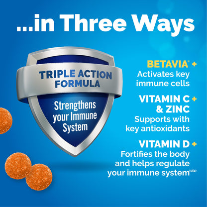 Emergen-C Immune+ Triple Action Immune Support Gummies, BetaVia (R), 1000mg Vitamin C, B Vitamins, Vitamin D and Antioxidants - Maple Wellness Supplements