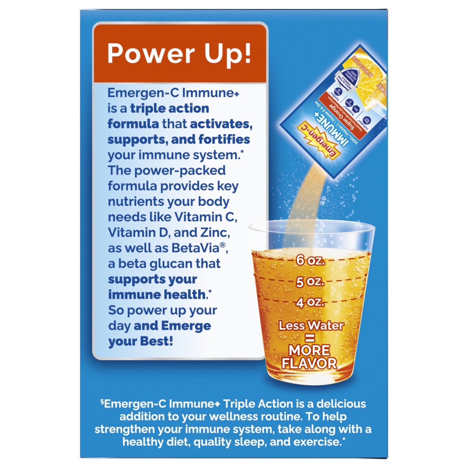Emergen-C Immune+ Triple Action Immune Support Powder, BetaVia (R), 1000mg Vitamin C, B Vitamins, Vitamin D and Antioxidants - Maple Wellness Supplements