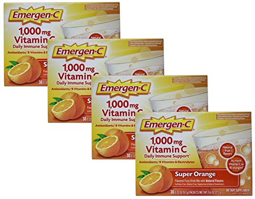 Emergen-C Super Orange Vitamin C - 30 Count (Pack of 4) (Packaging may vary) - Maple Wellness Supplements