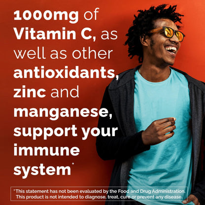 Emergen-C Zero Sugar 1000 mg Vitamin C Powder for Daily Immune Support Caffeine Free Vitamin C Supplements with Zinc and Manganese, B Vitamins and Electrolytes - Maple Wellness Supplements