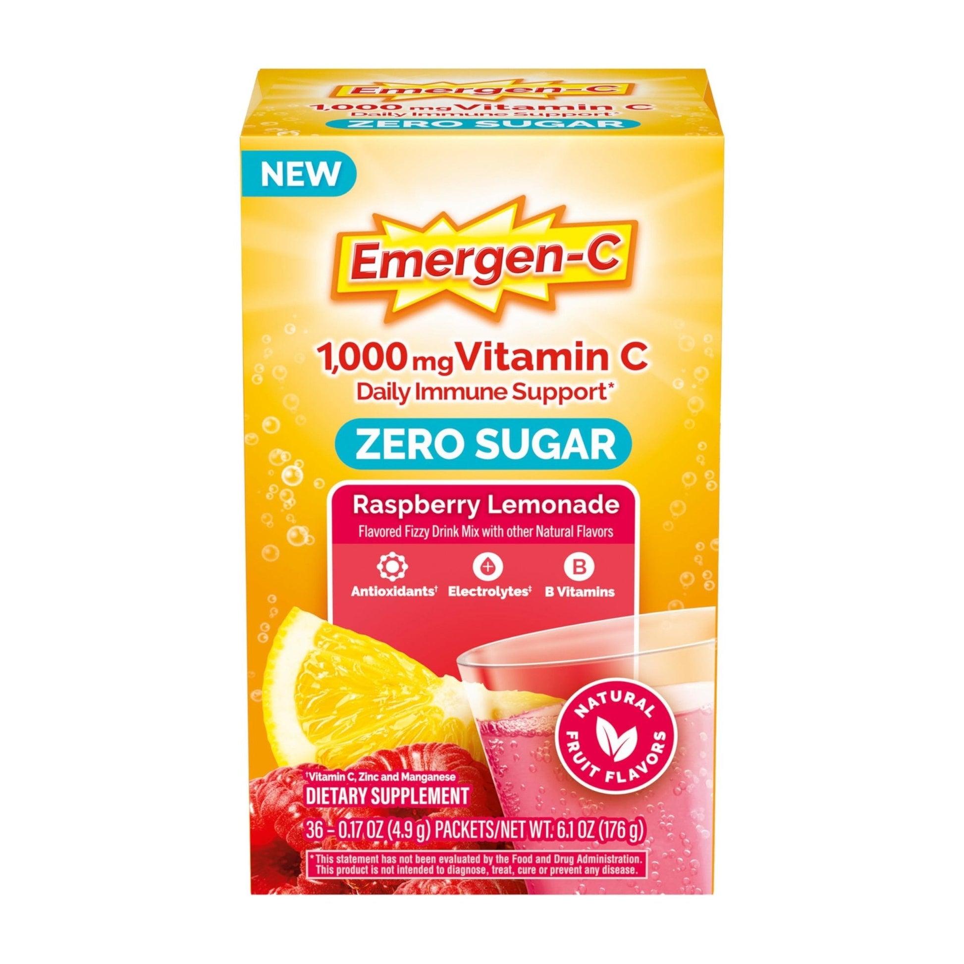 Emergen-C Zero Sugar 1000 mg Vitamin C Powder for Daily Immune Support Caffeine Free Vitamin C Supplements with Zinc and Manganese, B Vitamins and Electrolytes - Maple Wellness Supplements