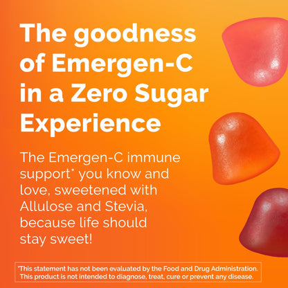 Emergen-C Zero Sugar Immune Support Adult Gummies 36 Count - Maple Wellness Supplements