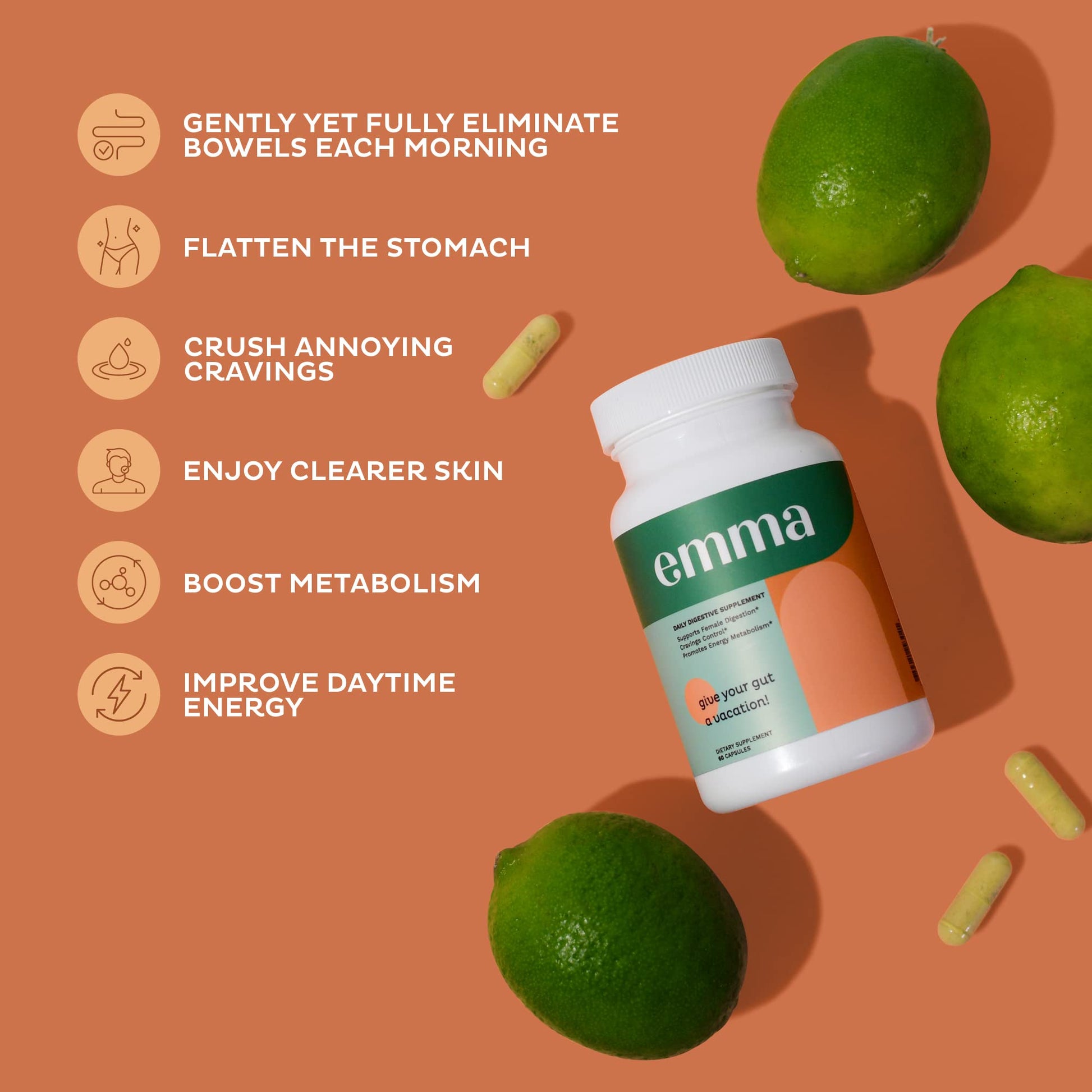 Emma Gut Health - Gas and Bloating Relief, Constipation, Leaky Gut Repair - Gut Cleanse - Maple Wellness Supplements