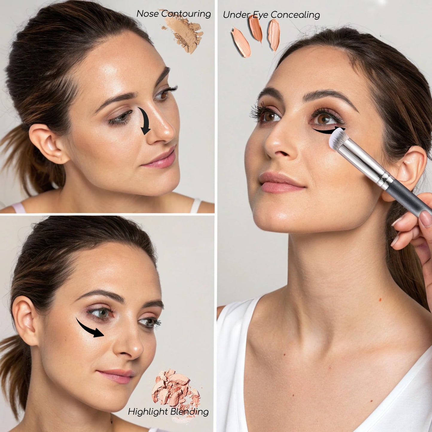 ENERGY Concealer Brush Under Eye Mini Angled Flat Top Kabuki Nose Contour Brush for Concealing Blending Setting Buffing with Powder Liquid Cream Cosmetic Pro Small Makeup Foundation brushes 270 - Maple Wellness Supplements
