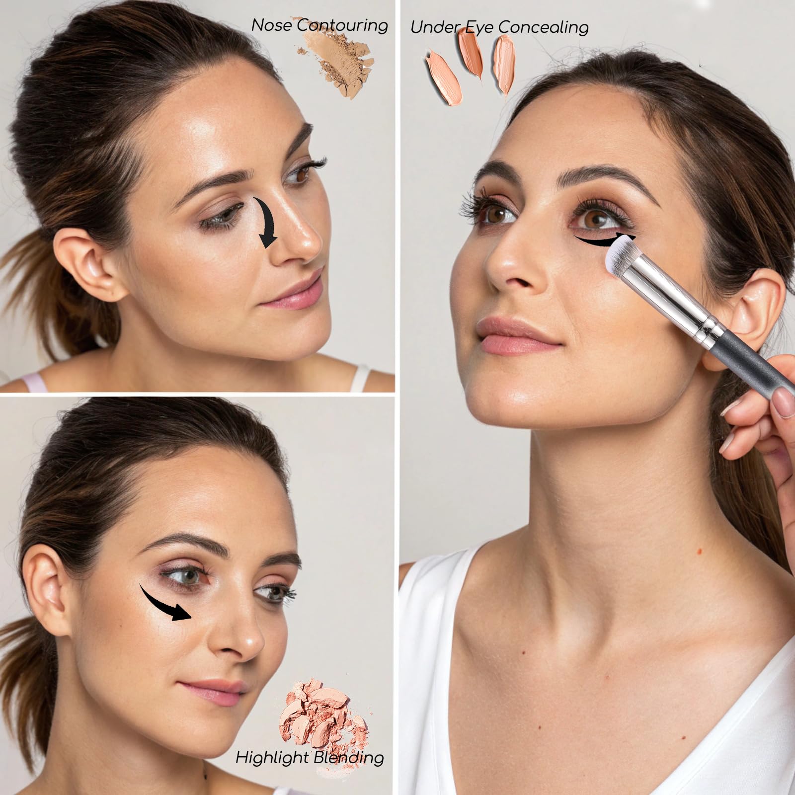 ENERGY Concealer Brush Under Eye Mini Angled Flat Top Kabuki Nose Contour Brush for Concealing Blending Setting Buffing with Powder Liquid Cream Cosmetic Pro Small Makeup Foundation brushes 270 - Maple Wellness Supplements