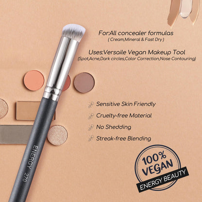 ENERGY Concealer Brush Under Eye Mini Angled Flat Top Kabuki Nose Contour Brush for Concealing Blending Setting Buffing with Powder Liquid Cream Cosmetic Pro Small Makeup Foundation brushes 270 - Maple Wellness Supplements