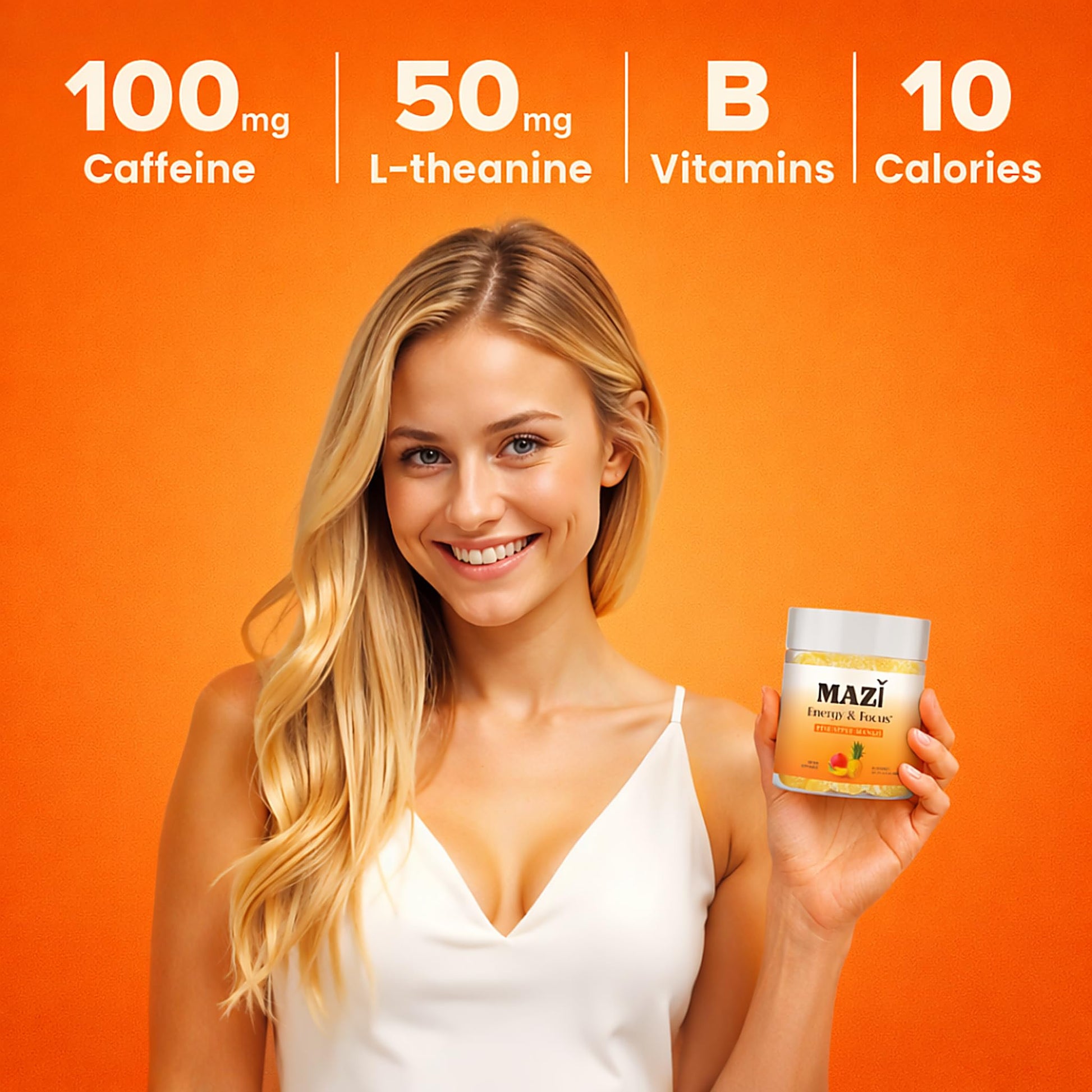 Energy & Focus Gummies | 100mg Natural Caffeine + L-Theanine + Vitamin B6 & B12 + CoQ10 | Nootropic Cognitive Brain Performance Supplement | No Crash or Jitters - Maple Wellness Supplements