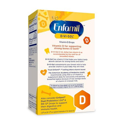 Enfamil Baby Vitamin D-Vi-Sol Liquid Supplement Drops for Infants, Supporting Strong Teeth & Bones in Newborn Babies, Easy-to-Use - Maple Wellness Supplements