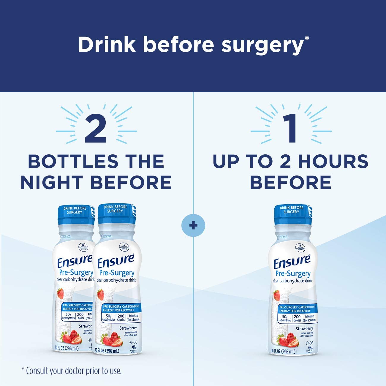 Ensure Pre-Surgery, Clear Carbohydrate Drink, Strawberry, 10 fl oz, 4 Count - Maple Wellness Supplements