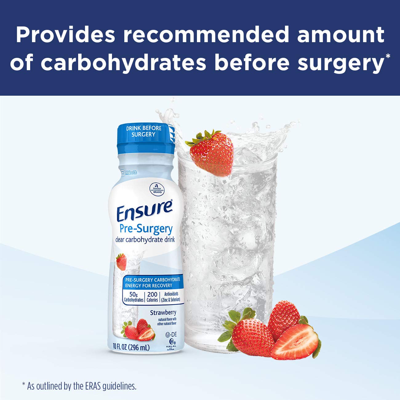 Ensure Pre-Surgery, Clear Carbohydrate Drink, Strawberry, 10 fl oz, 4 Count - Maple Wellness Supplements