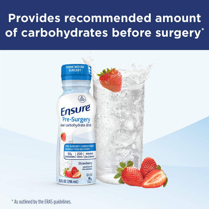 Ensure Pre-Surgery, Clear Carbohydrate Drink, Strawberry, 10 fl oz, 4 Count - Maple Wellness Supplements