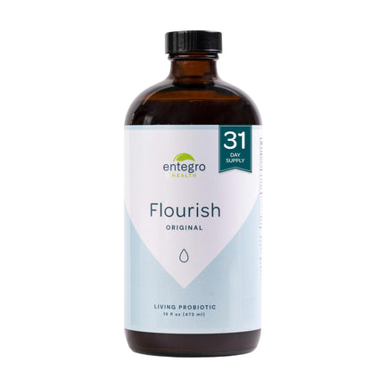 ENTEGRO Flourish Original Liquid Probiotic & Postbiotic Supplement - Glass | 11 Live Cultures | Gut & Digestive Health for Women, Men & Kids | Organic, Vegan - Maple Wellness Supplements