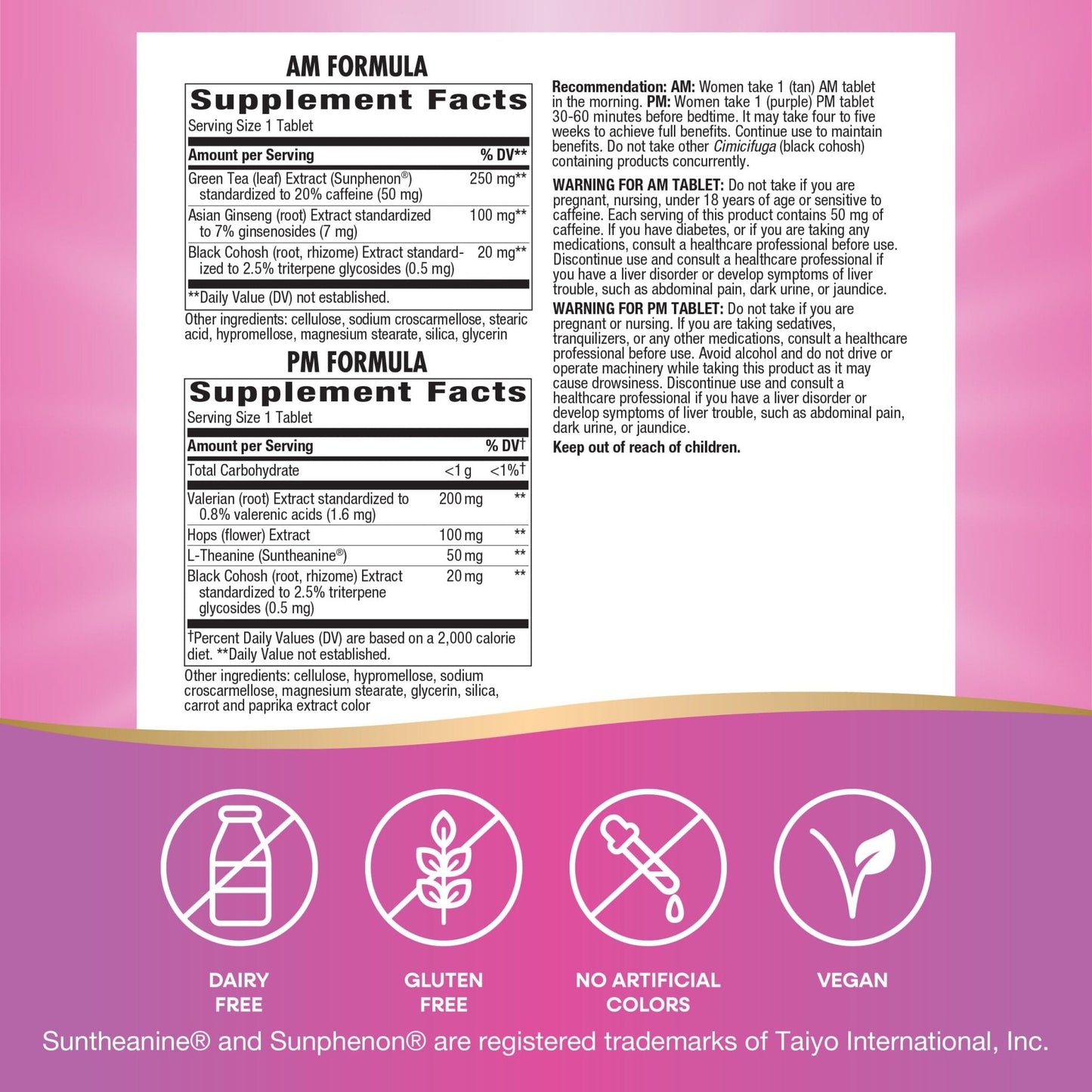 Enzymatic Therapy AM/ PM Menopause Hormone-Free Formula Daytime Energy & Restful Sleep (60 Count) - Maple Wellness Supplements