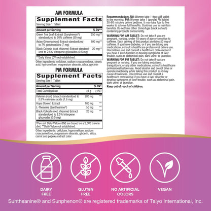 Enzymatic Therapy AM/ PM Menopause Hormone-Free Formula Daytime Energy & Restful Sleep (60 Count) - Maple Wellness Supplements